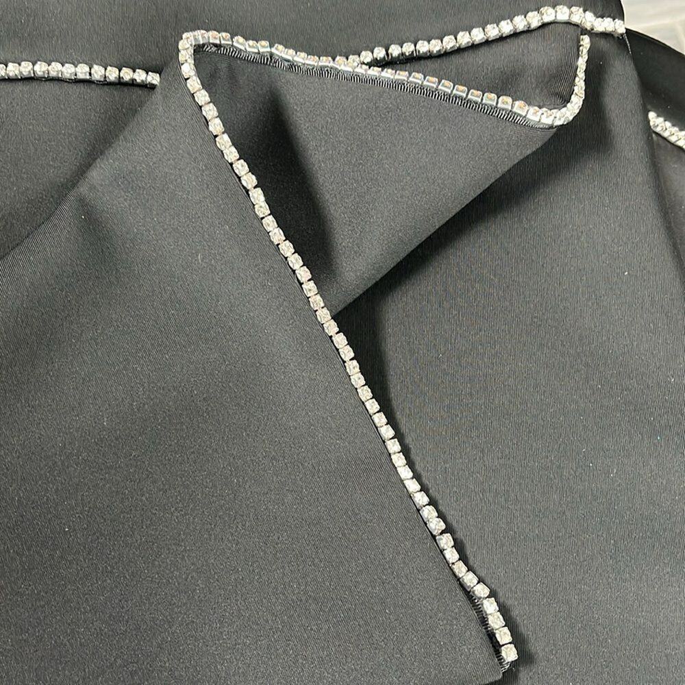 Good American Women's Embellished Scuba Glam Diamonds Black Miniskirt Size 4/27 - Picture 7 of 7